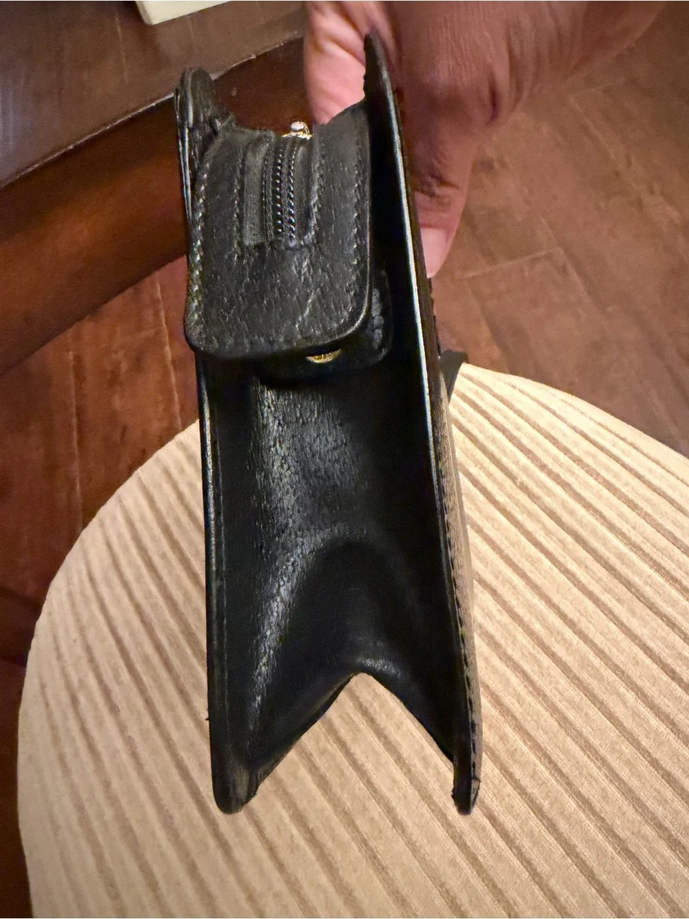Authentic Salvatore Ferragamo Black Leather Clutch with Wrist Strap